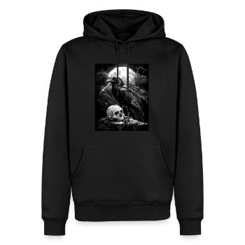 Corbeau Crâne Lune Gothique Noir Corbeau - Sweat à capuche Premium bio Homme - noir - Devant - Nico (187cm)