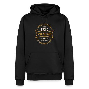 Vintage 70. Geburtstag Jahrgang 1952 Geschenkidee - Männer Premium Bio Hoodie - Schwarz - Vorne - Nico (187cm)