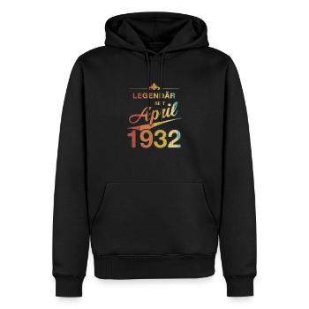 90e anniversaire légendaire Avril 1932 Volume 32 - Sweat à capuche Premium bio Homme - noir - Devant - Nico (187cm)