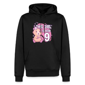 9ème anniversaire Cochon d’Inde Fille de 9 ans - Sweat à capuche Premium bio Homme - noir - Devant - Nico (187cm)
