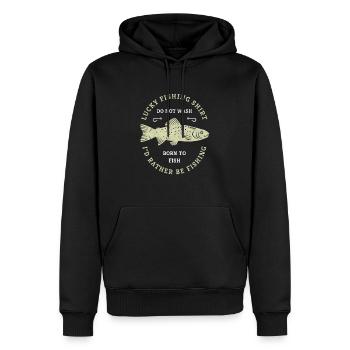 Das ist mein Glücks Shirt Angler Fischerspruch - Männer Premium Bio Hoodie - Schwarz - Vorne - Nico (187cm)