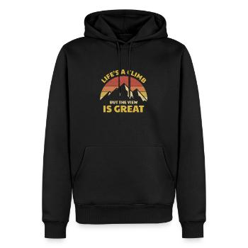 Das Leben ist ein Aufstieg Kletter Bergsteiger - Männer Premium Bio Hoodie - Schwarz - Vorne - Nico (187cm)