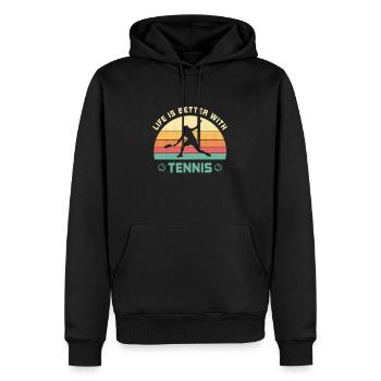 Das Leben ist besser mit Tennis Team Tennisspieler - Männer Premium Bio Hoodie - Schwarz - Vorne - Nico (187cm)