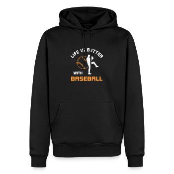 La vie est meilleure avec le baseball en disant cadeau - Sweat à capuche Premium bio Homme - noir - Devant - Nico (187cm)