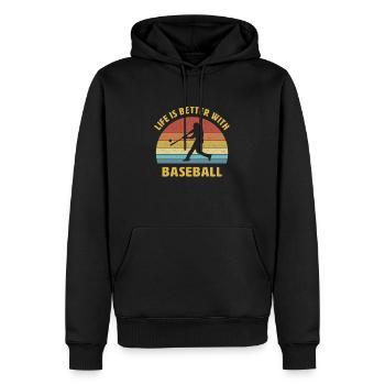 La vie est meilleure avec le baseball en disant cadeau - Sweat à capuche Premium bio Homme - noir - Devant - Nico (187cm)