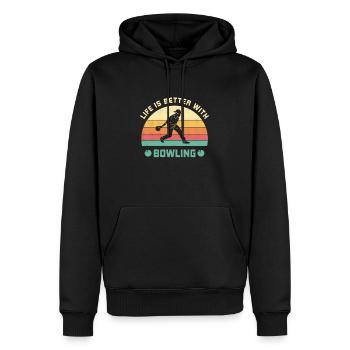 Das Leben ist besser mit Bowling Spruch Geschenk - Männer Premium Bio Hoodie - Schwarz - Vorne - Nico (187cm)