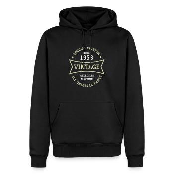 Vintage 70. Geburtstag Jahrgang 1953 Geschenkidee - Männer Premium Bio Hoodie - Schwarz - Vorne - Nico (187cm)