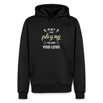N’arrêtez jamais de jouer au jeu Tennis Gift - Sweat à capuche Premium bio Homme - noir - Devant - Nico (187cm)