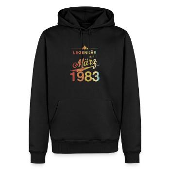 40. Geburtstag Legendär März 1983 Jahrgang 83 - Männer Premium Bio Hoodie - Schwarz - Vorne - Nico (187cm)