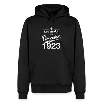 100 Geburtstag Legendär Dezember 1923 Jahrgang 23 - Männer Premium Bio Hoodie - Schwarz - Vorne - Nico (187cm)