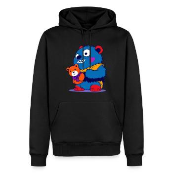 Süßes blaues Horror Zombie Comic Monster mit Teddy - Männer Premium Bio Hoodie - Schwarz - Vorne - Nico (187cm)