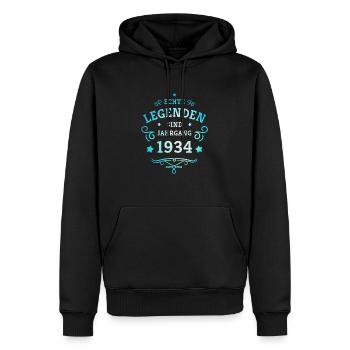 90. Geburtstag Legenden sind Jahrgang 1934 geboren - Männer Premium Bio Hoodie - Schwarz - Vorne - Nico (187cm)