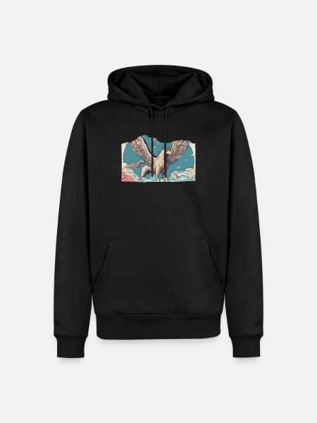 Pegasus mit Vögeln - Männer Premium Bio Hoodie - Schwarz