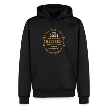 Retraite 2024 : enfin cadeau de retraite pour les retraités - Sweat à capuche Premium bio Homme - noir - Devant - Nico (187cm)