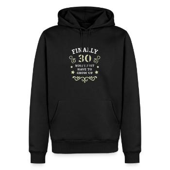 Enfin 30e anniversaire en grandissant - Sweat à capuche Premium bio Homme - noir - Devant - Nico (187cm)