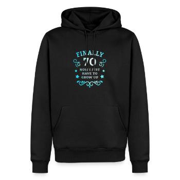 Enfin 70e anniversaire en grandissant - Sweat à capuche Premium bio Homme - noir - Devant - Nico (187cm)