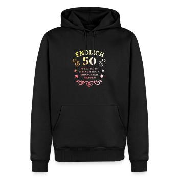 Endlich 50. Geburtstag nur noch erwachsen werden - Männer Premium Bio Hoodie - Schwarz - Vorne - Nico (187cm)