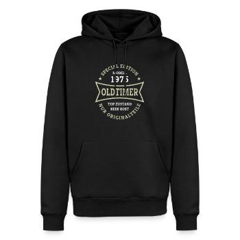 50. Geburtstag Jahrgang 1975 Oldtimer 50 Jahre - Männer Premium Bio Hoodie - Schwarz - Vorne - Nico (187cm)
