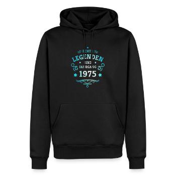 50e anniversaire Les légendes sont nées en 1975 - Sweat à capuche Premium bio Homme - noir - Devant - Nico (187cm)
