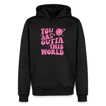 Vous êtes hors de ce monde Planète Rose - Sweat à capuche Premium bio Homme - noir - Devant - Nico (187cm)
