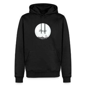 porcelaine de Limoges - Sweat à capuche Premium bio Homme - noir - Devant - Nico (187cm)