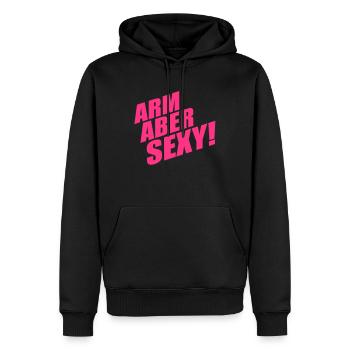 arm_aber_sexy - Herre Premium økologisk hoodie - sort - Foran - Nico (187cm)