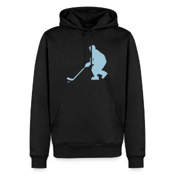 roller inline hockey silhouette personnage - Sweat à capuche Premium bio Homme - noir - Devant - Nico (187cm)