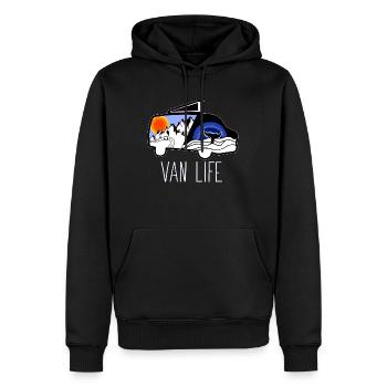 VAN LIFE VANLIFER NOMADS - Männer Premium Bio Hoodie - Schwarz - Vorne - Nico (187cm)