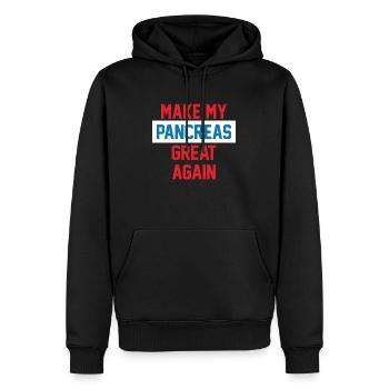 RENDRE MON PANCRÉAS À NOUVEAU GRAND - Sweat à capuche Premium bio Homme - noir - Devant - Nico (187cm)