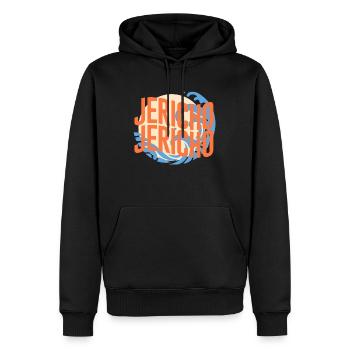 Jéricho - Vêtements chrétiens - Sweat à capuche Premium bio Homme - noir - Devant - Nico (187cm)