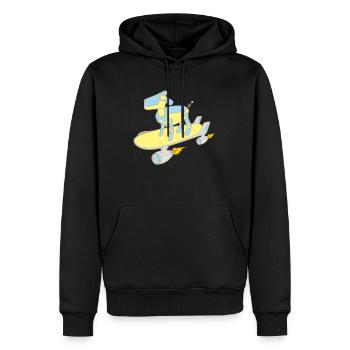 vintage dog robot skateboard - Men’s Premium Organic Hoodie - black - Front - Nico (187cm)