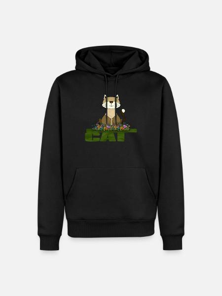 Gatto - Felpa con cappuccio ecologica premium da uomo - nero
