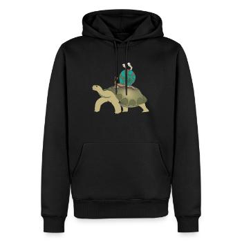 Tortue avec escargot - Sweat à capuche Premium bio Homme - noir - Devant - Nico (187cm)
