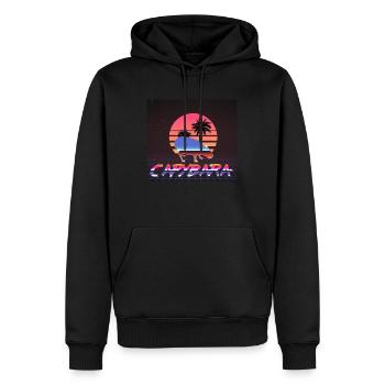 Capybara Retrowave - Men’s Premium Organic Hoodie - black - Front - Nico (187cm)