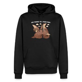 Ma langue t’aime Pangolin - Sweat à capuche Premium bio Homme - noir - Devant - Nico (187cm)