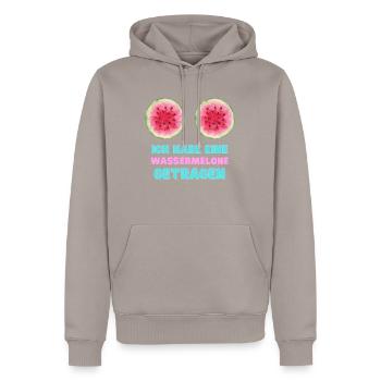 Ich habe eine Wassermelone getragen - Männer Premium Bio Hoodie - Taupe - Vorne - Nico (187cm)