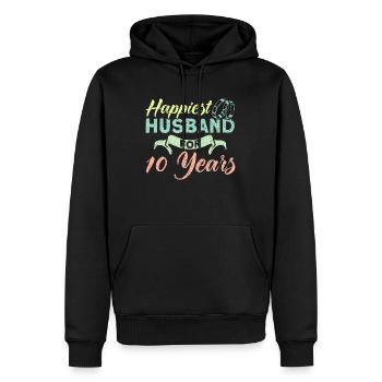10th Wedding Anniversary Couple Design 10 Years of Marriage - Men’s Premium Organic Hoodie - black - Front - Nico (187cm)