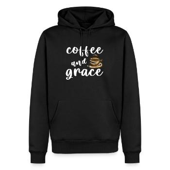 Coffee And Grace white - Men’s Premium Organic Hoodie - black - Front - Nico (187cm)