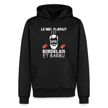 Le Bordelais Parfait Existe C'est Le Mien - Sweat à capuche Premium bio Homme - noir - Devant - Nico (187cm)