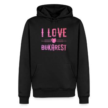I Love Bukarest - Männer Premium Bio Hoodie - Schwarz - Vorne - Nico (187cm)