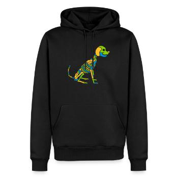 Chien squelette coloré Halloween - Sweat à capuche Premium bio Homme - noir - Devant - Nico (187cm)