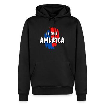 ICH LIEBE AMERIKA! Farbenfrohes Design - Männer Premium Bio Hoodie - Schwarz - Vorne - Nico (187cm)