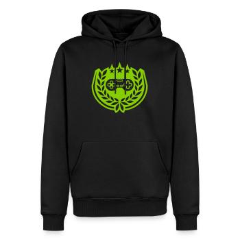 Retro Controller Sterne Lorbeerkranz - Männer Premium Bio Hoodie - Schwarz - Vorne - Nico (187cm)