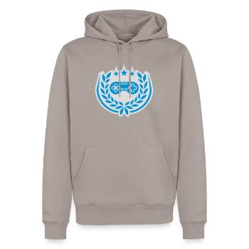 Controller Retro Sterne Lorbeerkranz - Männer Premium Bio Hoodie - Taupe - Vorne - Nico (187cm)
