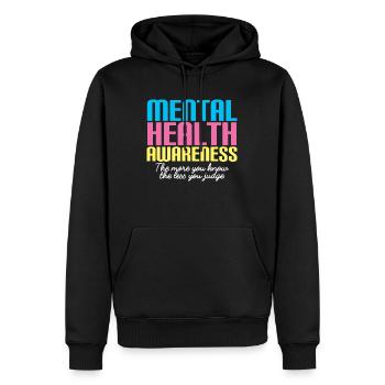 Santé mentale Mentale Gesundheit - Sweat à capuche Premium bio Homme - noir - Devant - Nico (187cm)