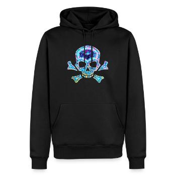 Crâne et os croisés - Design B - Sweat à capuche Premium bio Homme - noir - Devant - Nico (187cm)