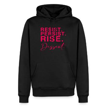Resist. Persist. Rise. Dissent. - Männer Premium Bio Hoodie - Schwarz - Vorne - Nico (187cm)