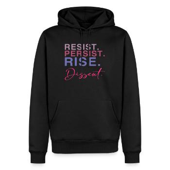 Resist. Persist. Rise. Dissent. - Männer Premium Bio Hoodie - Schwarz - Vorne - Nico (187cm)