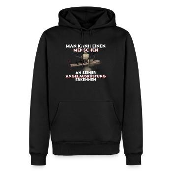 Angler an der Angelausrüstung erkennen - Männer Premium Bio Hoodie - Schwarz - Vorne - Nico (187cm)