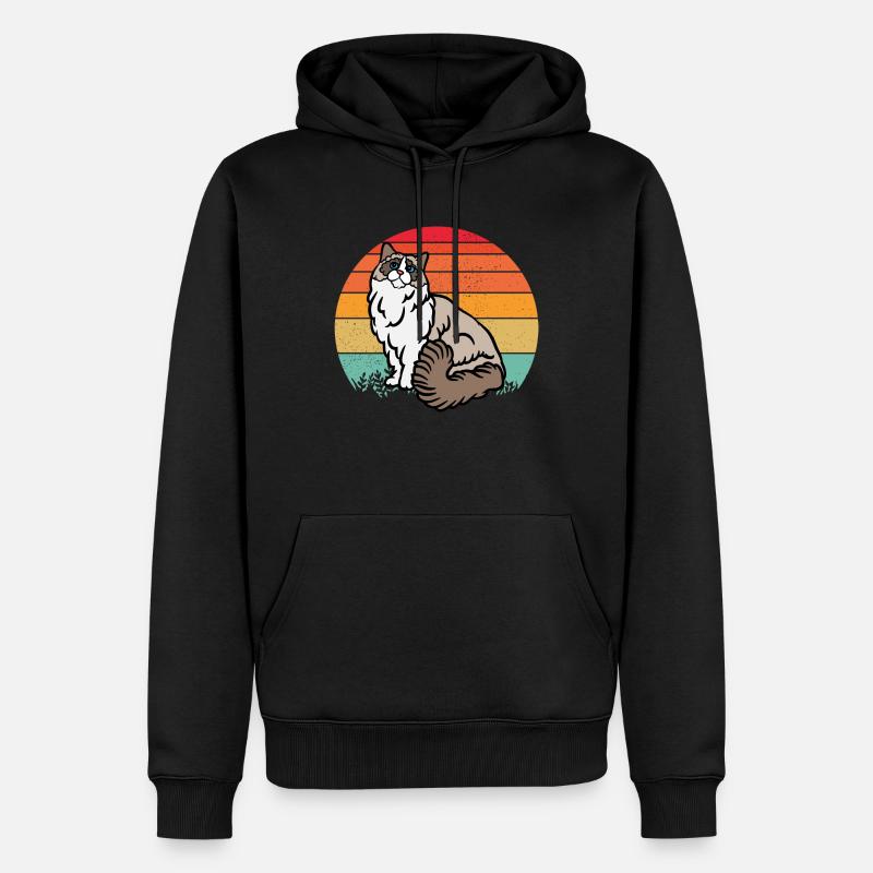 Chat RAGDOLL rétro - Sweat à capuche Premium bio Homme - noir